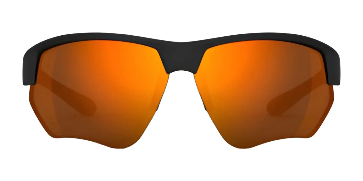 RE Ranger Phoenix Shooting Sunglasses in size 67, by RE Ranger, feature orange mirrored Clearsight Lens Technology and a black frame, shown from the front on a white background—perfect for outdoor pursuits. RE Ranger Phoenix Shooting Sunglasses in size 67, by RE Ranger, feature orange mirrored Clearsight Lens Technology and a black frame, shown from the front on a white background—perfect for outdoor pursuits.
