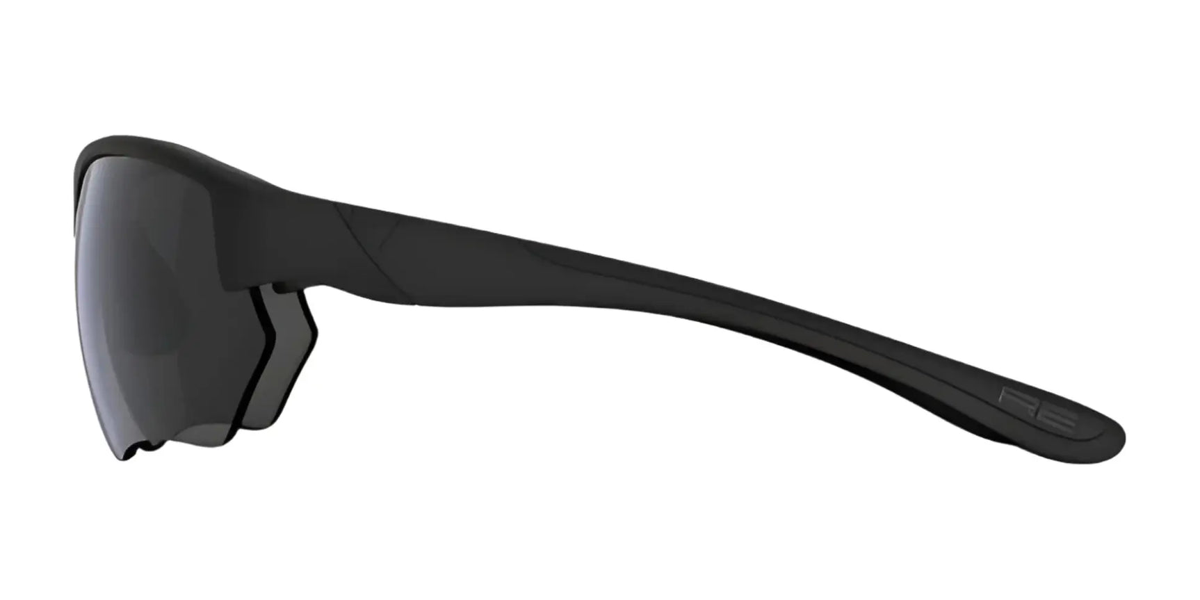Side view of RE Ranger Phoenix Shooting Sunglasses in size 67, featuring Clearsight Lens Technology, dark lenses, and a sleek curved frame—ideal for outdoor use—shown on a white background. Side view of RE Ranger Phoenix Shooting Sunglasses in size 67, featuring Clearsight Lens Technology, dark lenses, and a sleek curved frame—ideal for outdoor use—shown on a white background.
