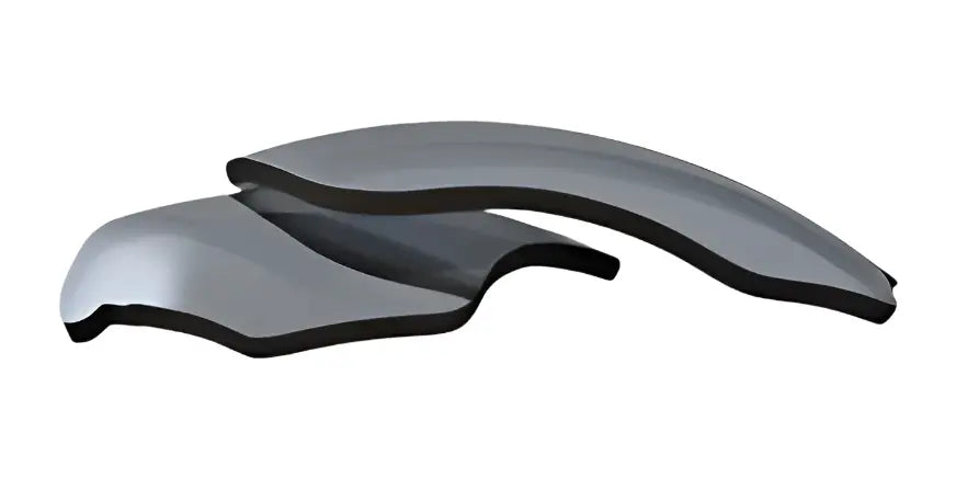 Two curved, metallic, overlapping RE Ranger Phoenix Sport Lenses on a white background capture the precision and clarity RE Ranger delivers for indoor shooting. Two curved, metallic, overlapping RE Ranger Phoenix Sport Lenses on a white background capture the precision and clarity RE Ranger delivers for indoor shooting.