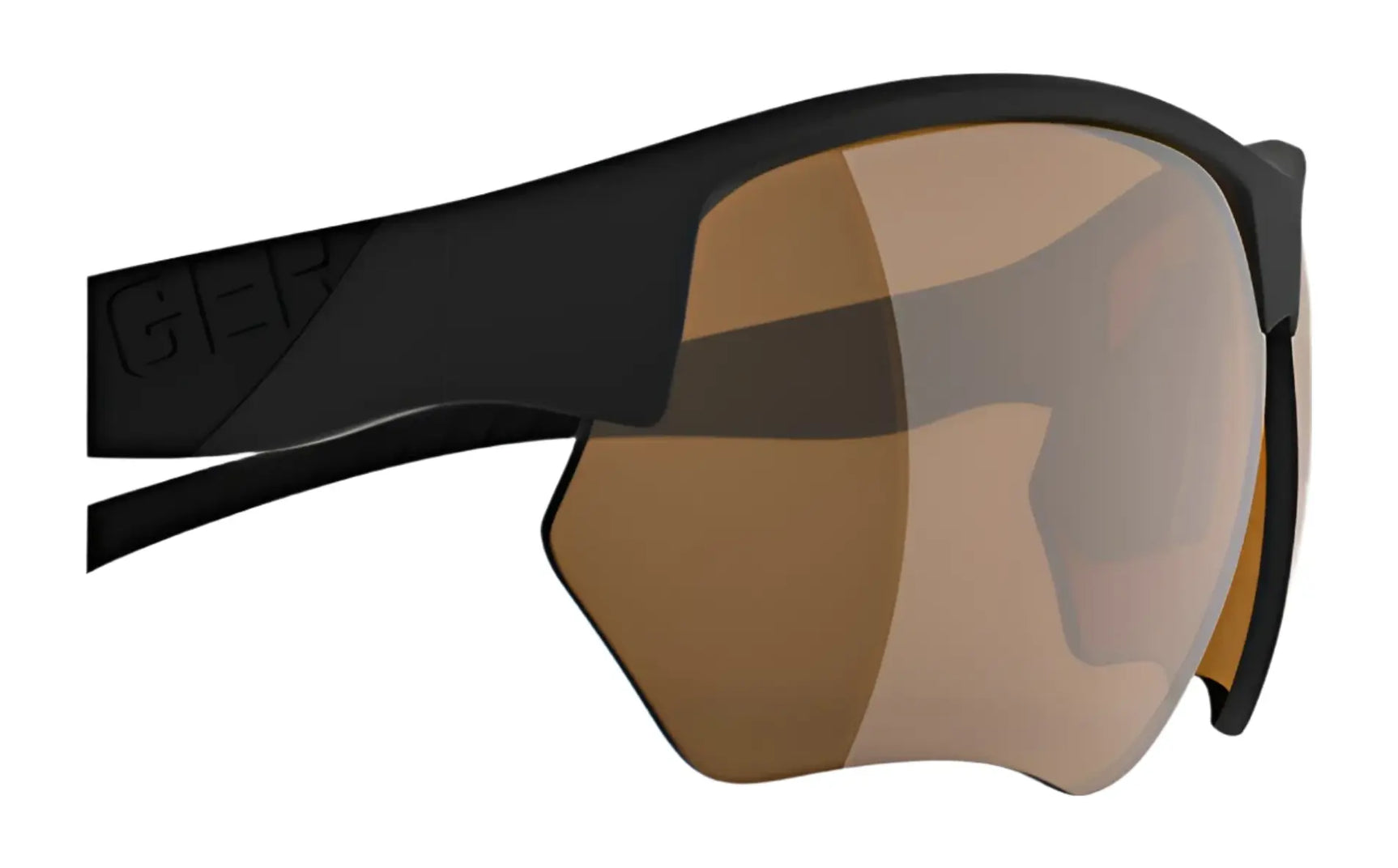 The RE Ranger Phoenix Sport Lens sunglasses by RE Ranger feature large wraparound brown-tinted sport lenses for clear vision, shown on a white background. The RE Ranger Phoenix Sport Lens sunglasses by RE Ranger feature large wraparound brown-tinted sport lenses for clear vision, shown on a white background.