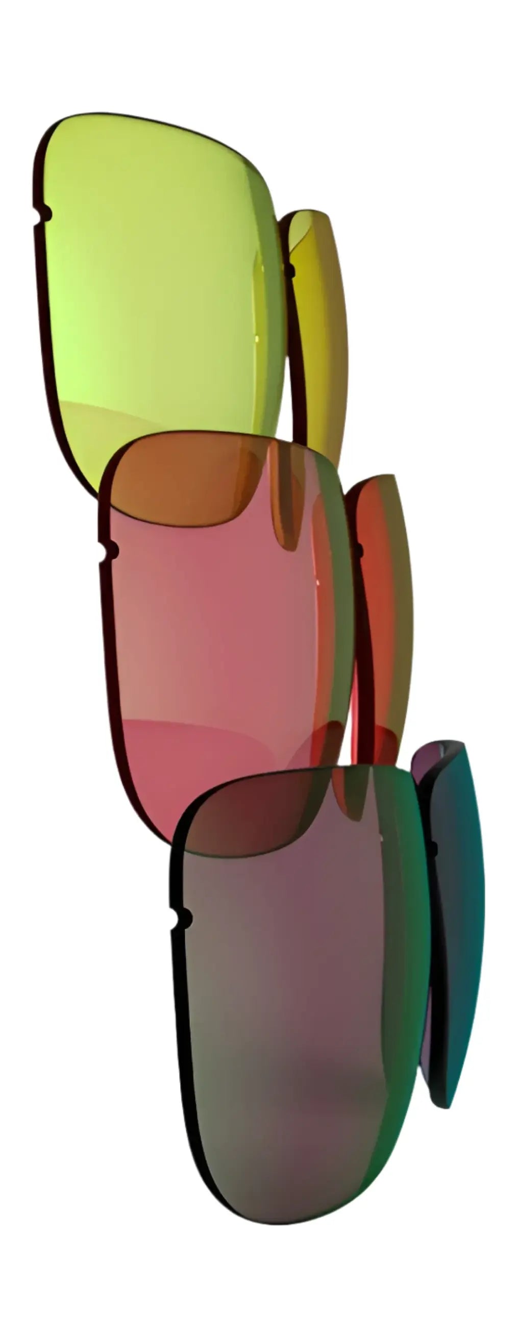 Four vibrant, interchangeable RE Ranger RIACT A.I. lenses from the RE Ranger RIACT A.I. Lens Kit, crafted with advanced HD Fusionate materials, are stacked vertically against a white background. Four vibrant, interchangeable RE Ranger RIACT A.I. lenses from the RE Ranger RIACT A.I. Lens Kit, crafted with advanced HD Fusionate materials, are stacked vertically against a white background.