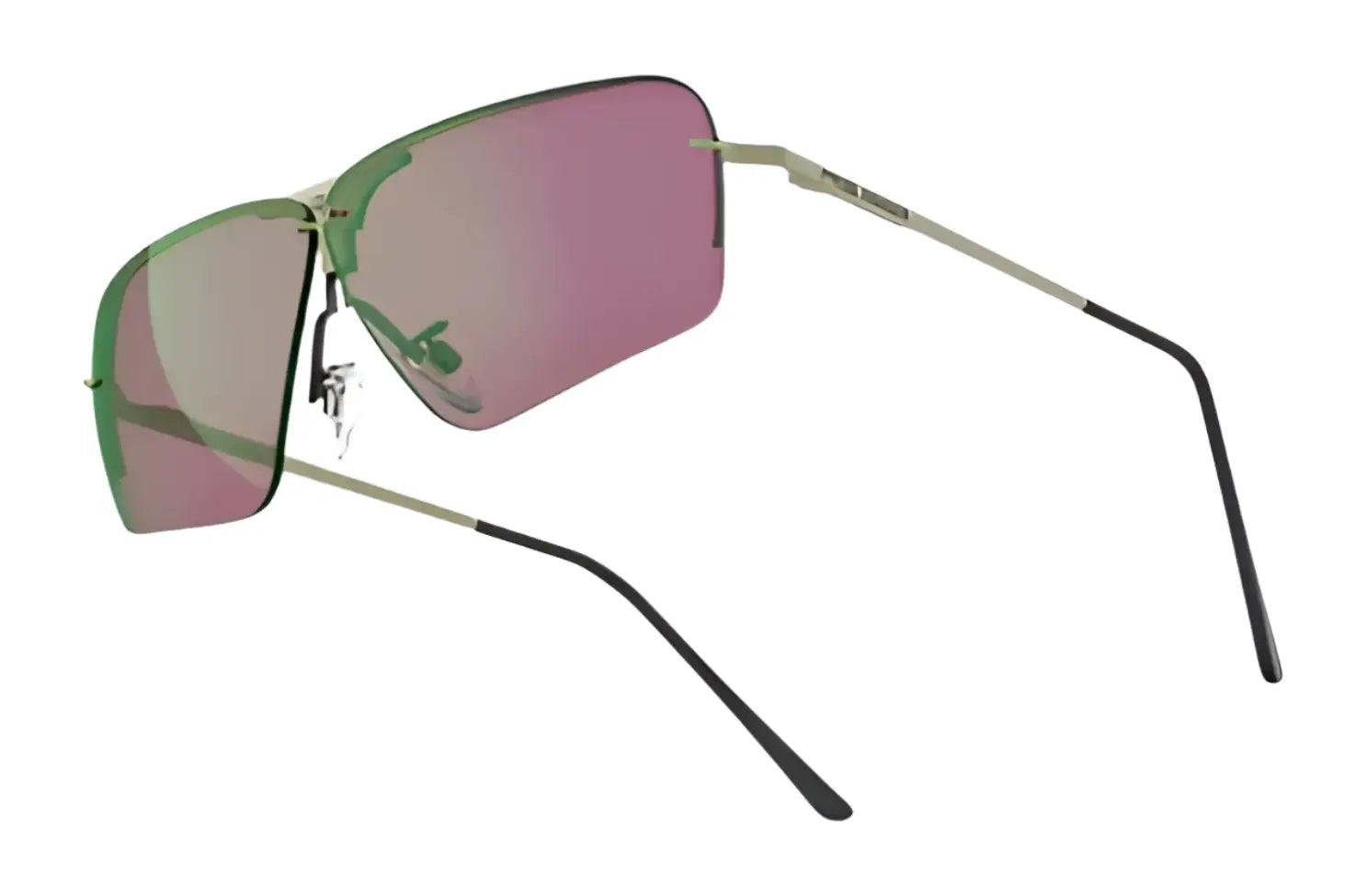 The RE Ranger RIACT A.I. Edge Shooting Sunglasses by RE Ranger feature pink-tinted, oversized HD Fusionate lenses and thin metallic arms, designed to boost clarity and style against a white background. The RE Ranger RIACT A.I. Edge Shooting Sunglasses by RE Ranger feature pink-tinted, oversized HD Fusionate lenses and thin metallic arms, designed to boost clarity and style against a white background.