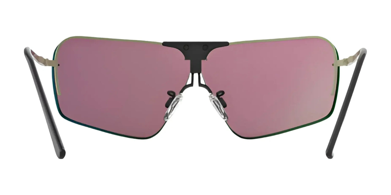 Front view of RE Ranger RIACT A.I. Edge Shooting Sunglasses with large rimless rectangular pink lenses for bright light and thin black arms. Front view of RE Ranger RIACT A.I. Edge Shooting Sunglasses with large rimless rectangular pink lenses for bright light and thin black arms.