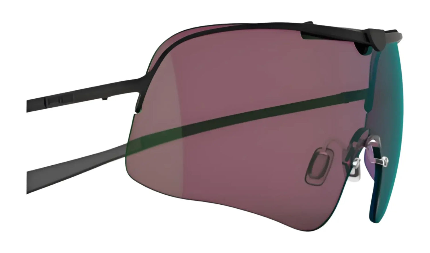Close-up of RE Ranger RIACT A.I. Falcon Pro Shooting Sunglasses featuring purple-tinted, rimless lenses and thin black arms—ideal for bright light and enhanced by RIACT A.I. technology. Close-up of RE Ranger RIACT A.I. Falcon Pro Shooting Sunglasses featuring purple-tinted, rimless lenses and thin black arms—ideal for bright light and enhanced by RIACT A.I. technology.