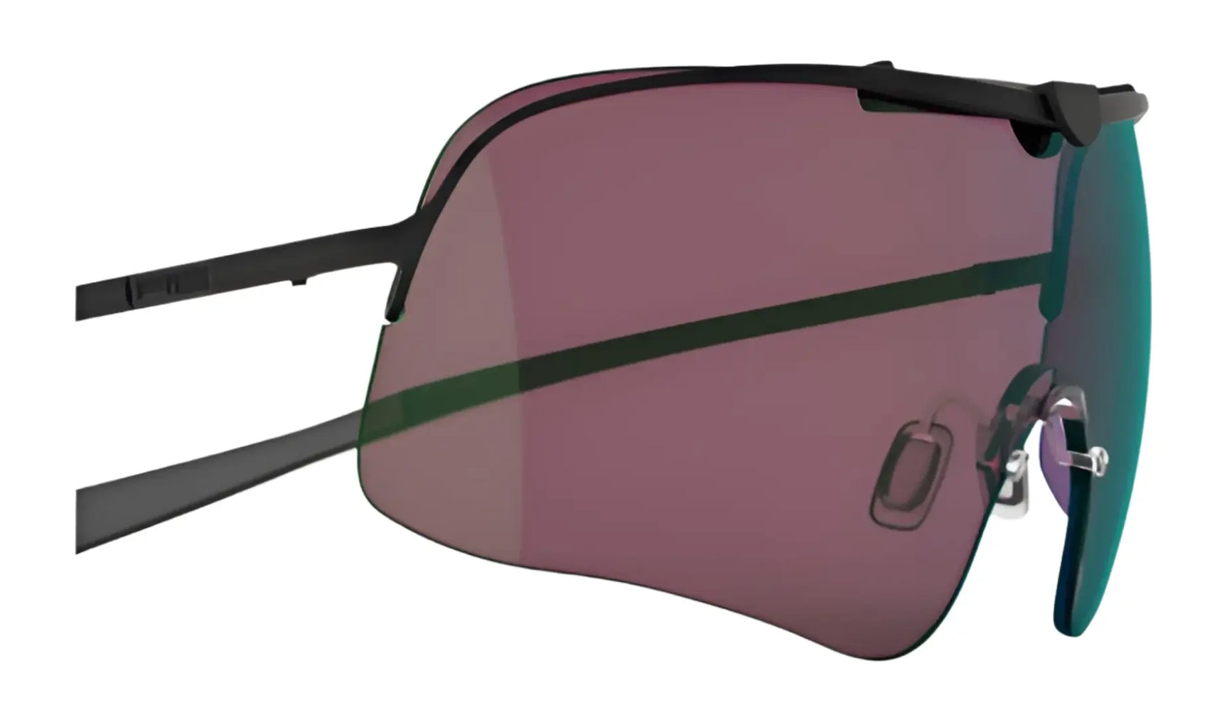 Close-up of RE Ranger RIACT A.I. Falcon Pro Shooting Sunglasses featuring purple-tinted, rimless lenses and thin black arms—ideal for bright light and enhanced by RIACT A.I. technology. Close-up of RE Ranger RIACT A.I. Falcon Pro Shooting Sunglasses featuring purple-tinted, rimless lenses and thin black arms—ideal for bright light and enhanced by RIACT A.I. technology.