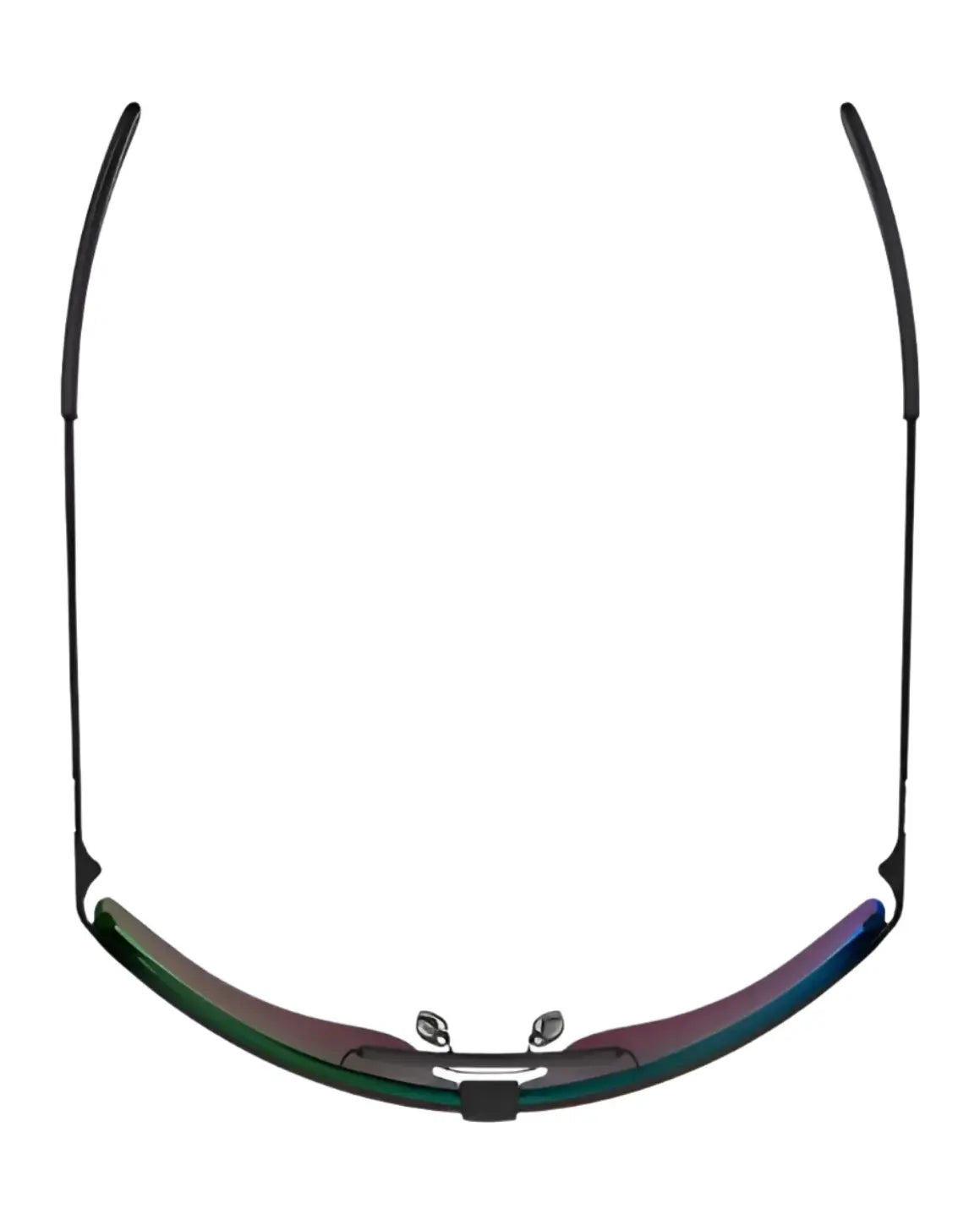 Top view of RE Ranger RIACT A.I. Falcon Pro Shooting Sunglasses with dark, reflective RIACT A.I. lenses and thin black arms—sleek, curved design ideal for bright light, shown on a white background. Top view of RE Ranger RIACT A.I. Falcon Pro Shooting Sunglasses with dark, reflective RIACT A.I. lenses and thin black arms—sleek, curved design ideal for bright light, shown on a white background.