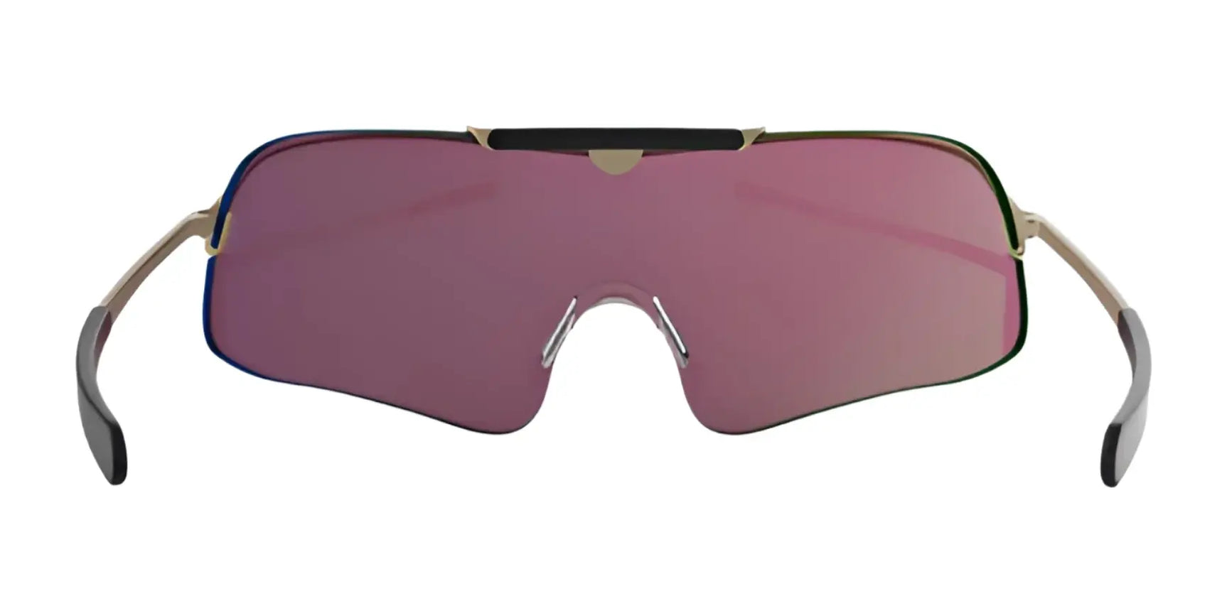 The RE Ranger RIACT A.I. Falcon Pro Shooting Sunglasses by RE Ranger feature a single pink lens and thin metal frame, designed for bright light conditions, displayed on a white background. The RE Ranger RIACT A.I. Falcon Pro Shooting Sunglasses by RE Ranger feature a single pink lens and thin metal frame, designed for bright light conditions, displayed on a white background.