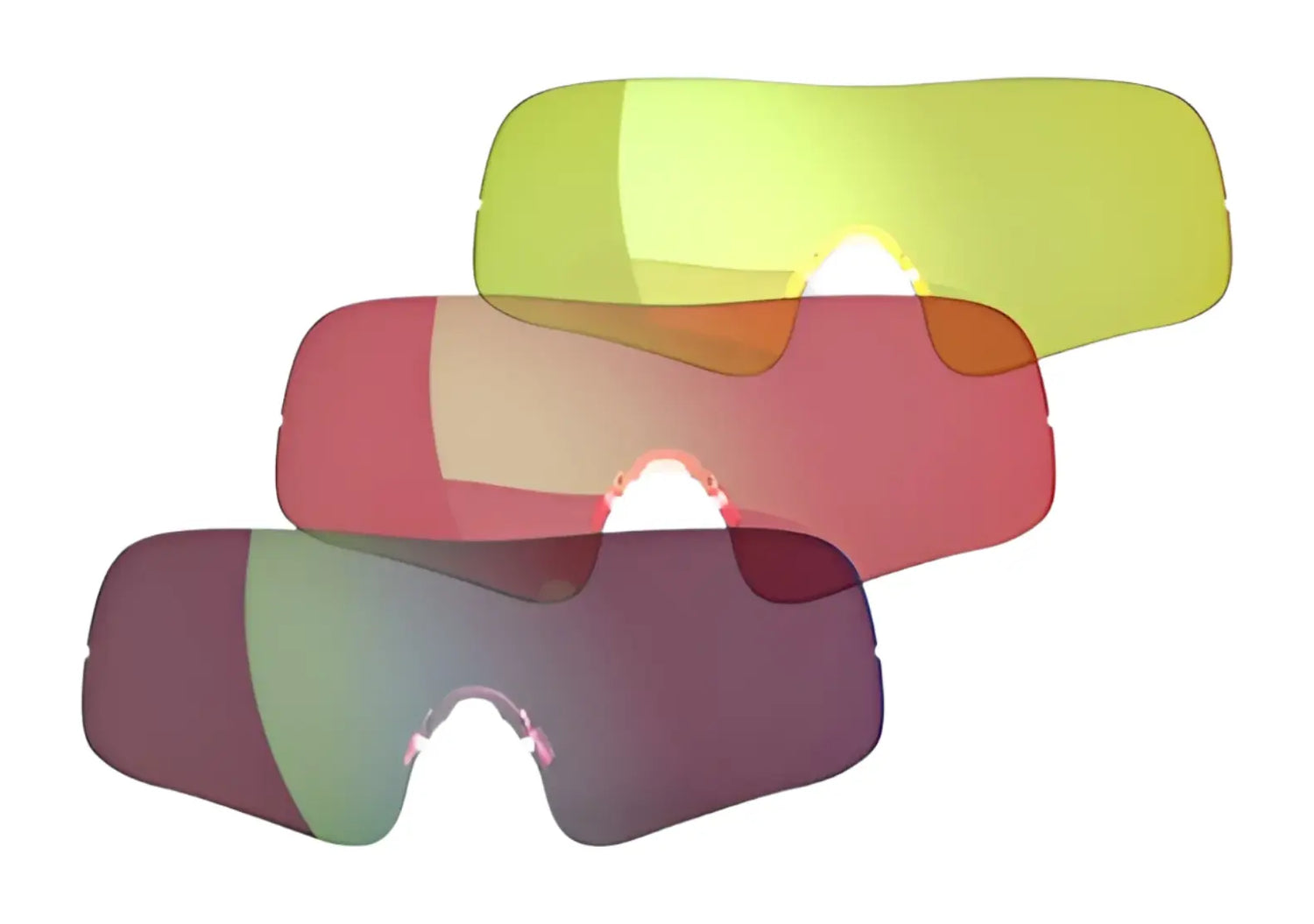 Three RE Ranger RIACT A.I. lenses in yellow, pink, and dark gray overlap on a white background—highlighting the advanced clarity of the RE Ranger RIACT A.I. Lens Kit. Three RE Ranger RIACT A.I. lenses in yellow, pink, and dark gray overlap on a white background—highlighting the advanced clarity of the RE Ranger RIACT A.I. Lens Kit.