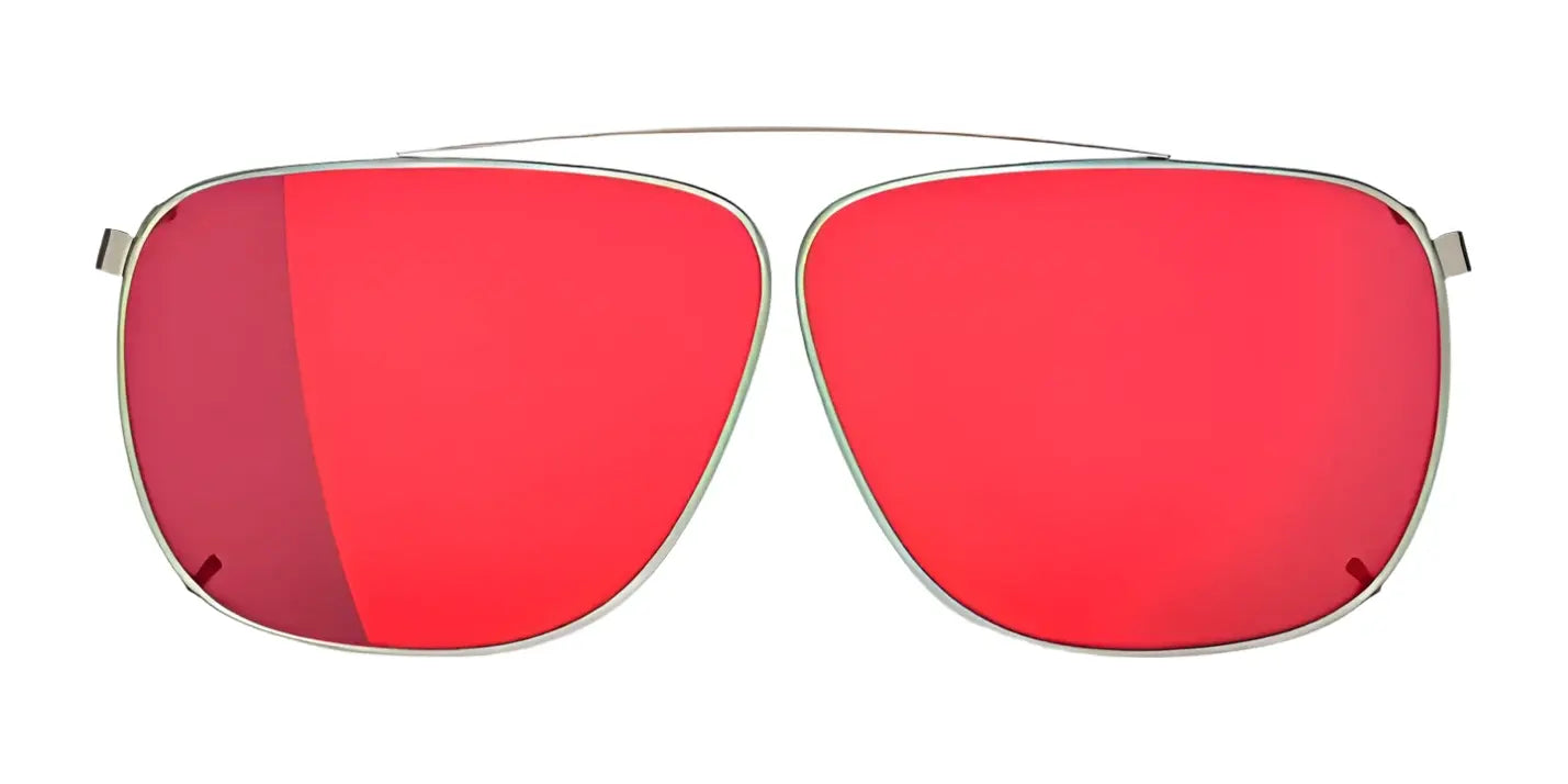 The RE Ranger Sporter Clip-On Lens by RE Ranger features bright red lenses and thin metal frames, displayed on a white background. The RE Ranger Sporter Clip-On Lens by RE Ranger features bright red lenses and thin metal frames, displayed on a white background.