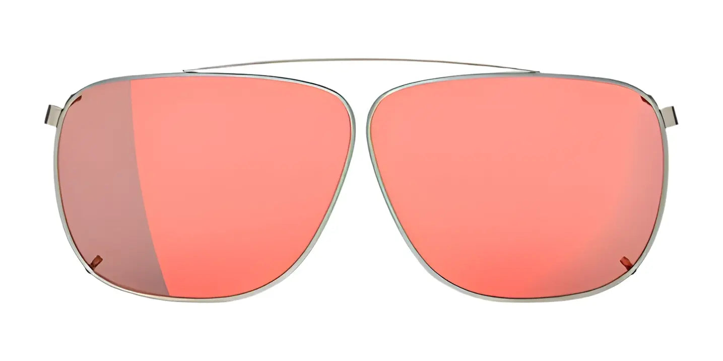 The RE Ranger Sporter Clip-On Lens by RE Ranger features a large, square, rose-tinted lens and a thin silver frame. The RE Ranger Sporter Clip-On Lens by RE Ranger features a large, square, rose-tinted lens and a thin silver frame.