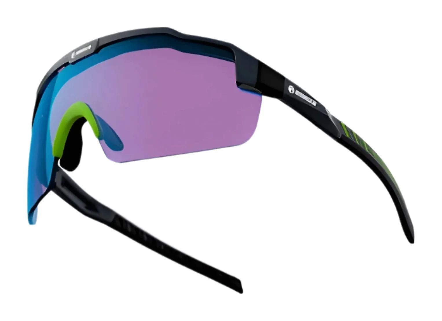 RE Ranger SuperShot Shooting Glasses by RE Ranger feature purple-tinted ClaySight lenses, black frames, and green accents on the nose piece and arms. RE Ranger SuperShot Shooting Glasses by RE Ranger feature purple-tinted ClaySight lenses, black frames, and green accents on the nose piece and arms.