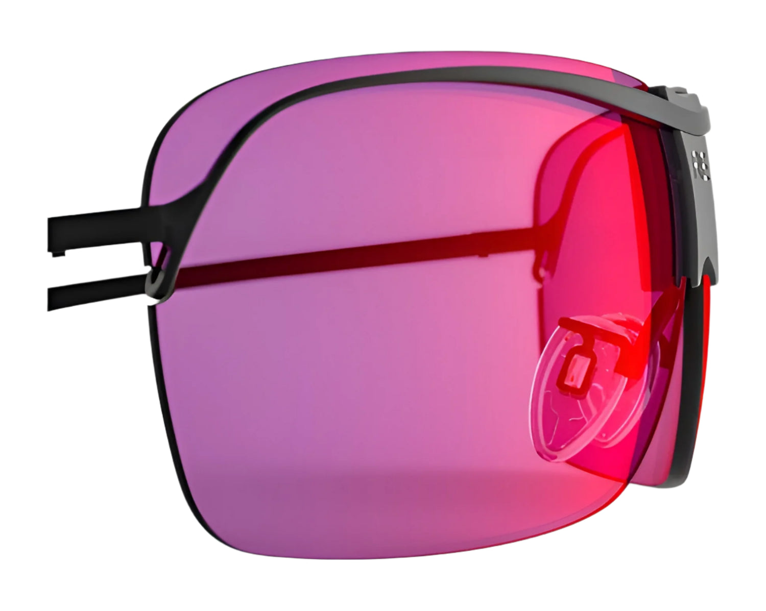 The RE Ranger XLW Lens by RE Ranger features pink-tinted sports sunglasses with black XLW frames and a single large shield lens, ideal for shooting lens enthusiasts. The RE Ranger XLW Lens by RE Ranger features pink-tinted sports sunglasses with black XLW frames and a single large shield lens, ideal for shooting lens enthusiasts.