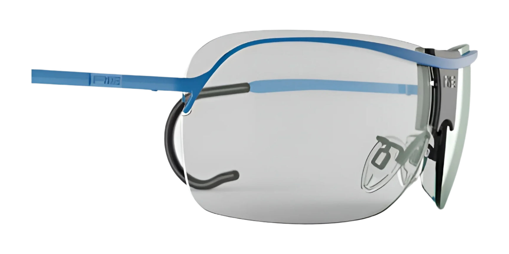 The RE Ranger XLW Shooting Glasses by RE Ranger feature a sleek blue frame and curved lenses for distortion-free clarity, complemented by minimalist nose pads and temple arms. The RE Ranger XLW Shooting Glasses by RE Ranger feature a sleek blue frame and curved lenses for distortion-free clarity, complemented by minimalist nose pads and temple arms.