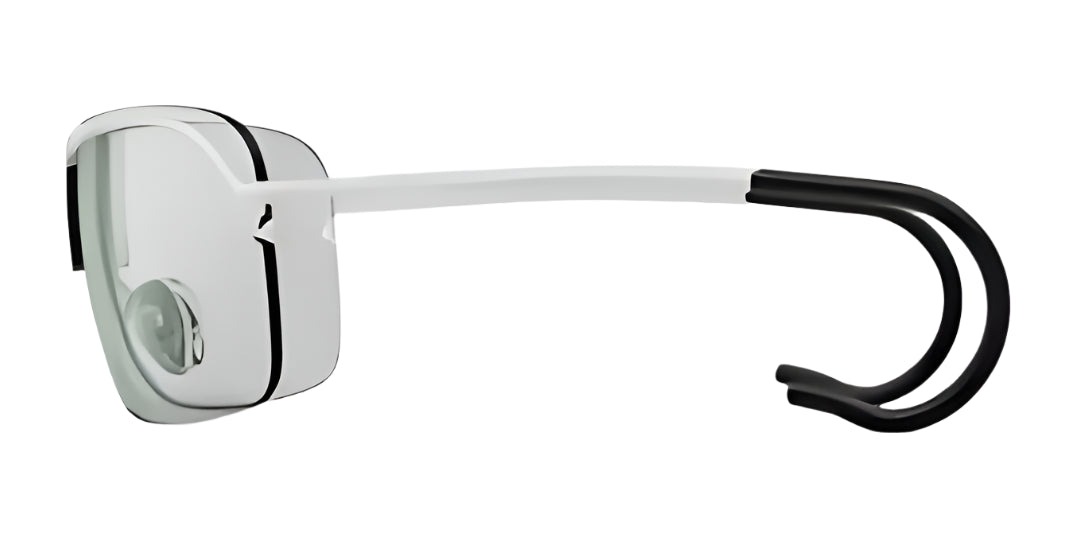 Side view of RE Ranger XLW Shooting Glasses showcasing a stylish black and white frame, distortion-free lenses, and curved temple arms. Ideal for sport shooting enthusiasts seeking both style and precision. Side view of RE Ranger XLW Shooting Glasses showcasing a stylish black and white frame, distortion-free lenses, and curved temple arms. Ideal for sport shooting enthusiasts seeking both style and precision.