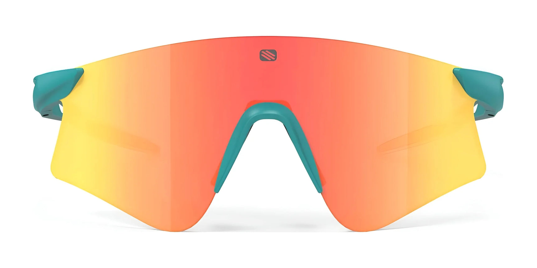 Rudy Project Astral Sunglasses | Size 147 feature large orange-yellow gradient lenses and teal green nose and temple pieces, offering UV protection for optimal eye safety. Rudy Project Astral Sunglasses | Size 147 feature large orange-yellow gradient lenses and teal green nose and temple pieces, offering UV protection for optimal eye safety.
