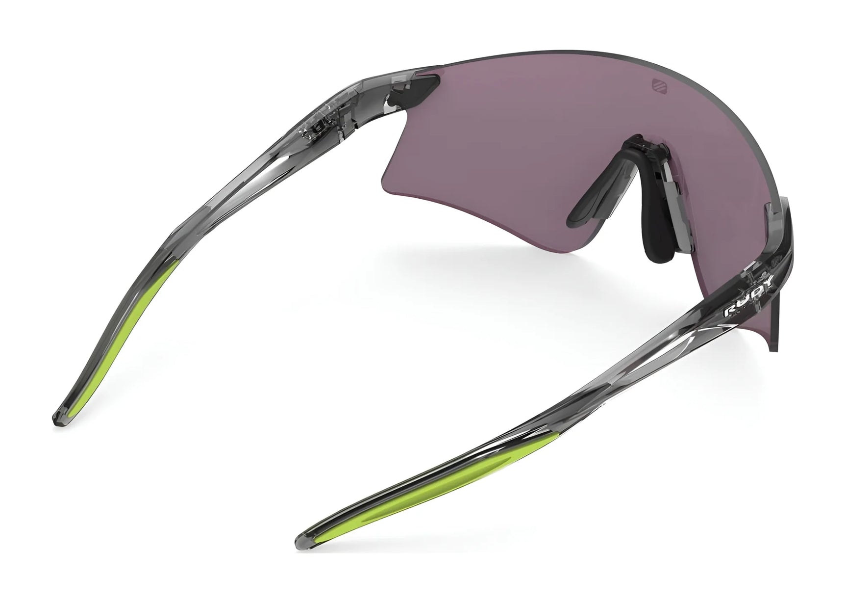 The Rudy Project Astral Sunglasses (Size 147) feature a single wraparound lens, gray frame with yellow accents, and UV protection for eye safety. The Rudy Project Astral Sunglasses (Size 147) feature a single wraparound lens, gray frame with yellow accents, and UV protection for eye safety.
