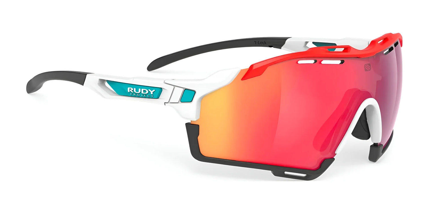 Rudy Project Cutline Sunglasses Multilaser Red / White Matte w/ Red and Black Bumpers Rudy Project Cutline Sunglasses Multilaser Red / White Matte w/ Red and Black Bumpers