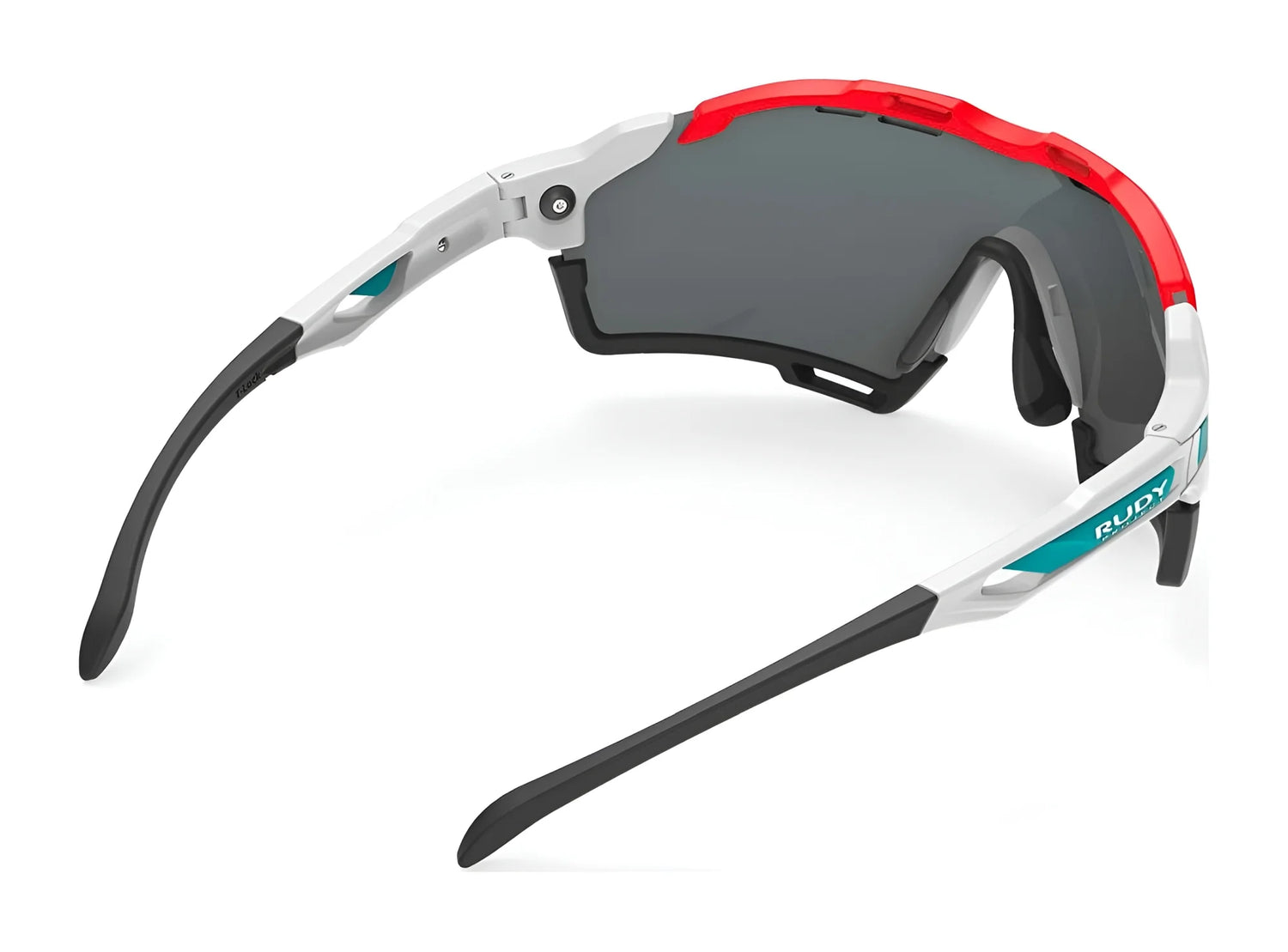 Rudy Project Cutline Sunglasses by Rudy Project feature a red and gray frame, dark lenses, black ear tips with adaptive temple tips for a secure fit—perfect for active lifestyles. Shown on a white background. Rudy Project Cutline Sunglasses by Rudy Project feature a red and gray frame, dark lenses, black ear tips with adaptive temple tips for a secure fit—perfect for active lifestyles. Shown on a white background.