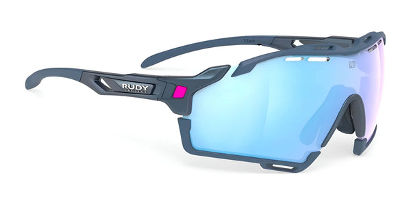 Rudy Project Cutline Sunglasses / Crystal Gloss w/ Grey Bumpers / Multilaser Deep Blue VLT 17.0% / Size 139