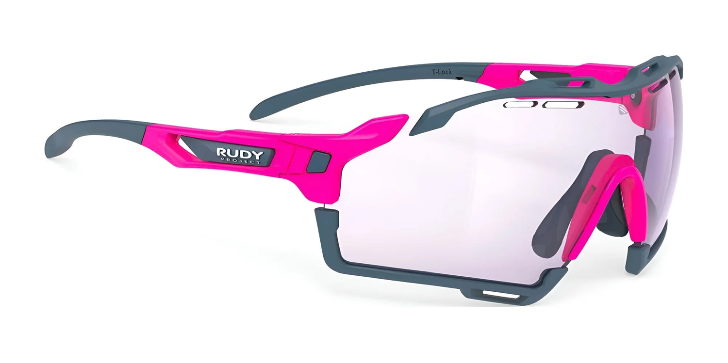 Rudy Project Cutline Sunglasses ImpactX Photochromic 2 Laser Purple / Pink Fluo Matte w/ Blue Bumpers Rudy Project Cutline Sunglasses ImpactX Photochromic 2 Laser Purple / Pink Fluo Matte w/ Blue Bumpers