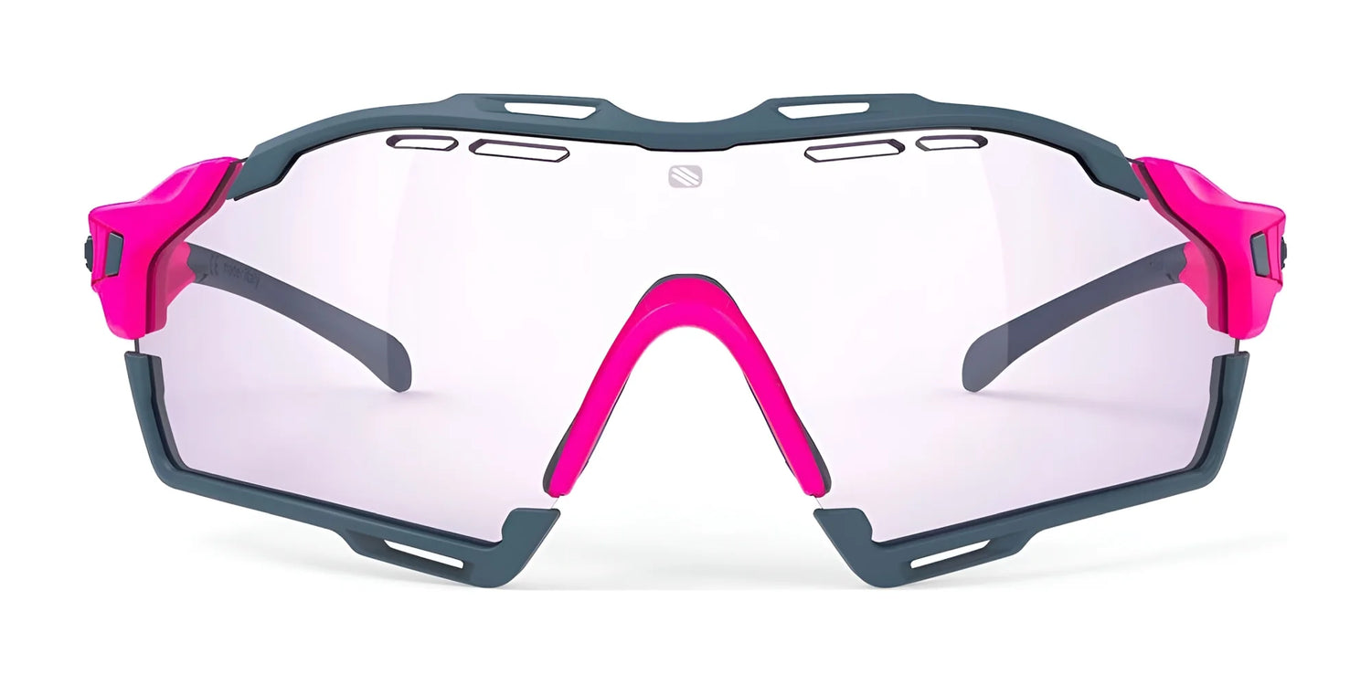 Rudy Project Cutline Sunglasses by Rudy Project feature a clear lens, dark gray frame, and bright pink accents, with adaptive temple tips for comfort during any activity. Rudy Project Cutline Sunglasses by Rudy Project feature a clear lens, dark gray frame, and bright pink accents, with adaptive temple tips for comfort during any activity.