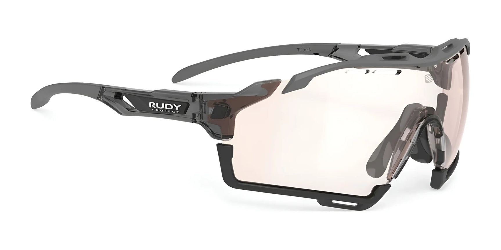 Rudy Project Cutline Sunglasses ImpactX Photochromic 2 Laser Brown / Crystal Ash w/ Grey and Black Bumpers Rudy Project Cutline Sunglasses ImpactX Photochromic 2 Laser Brown / Crystal Ash w/ Grey and Black Bumpers