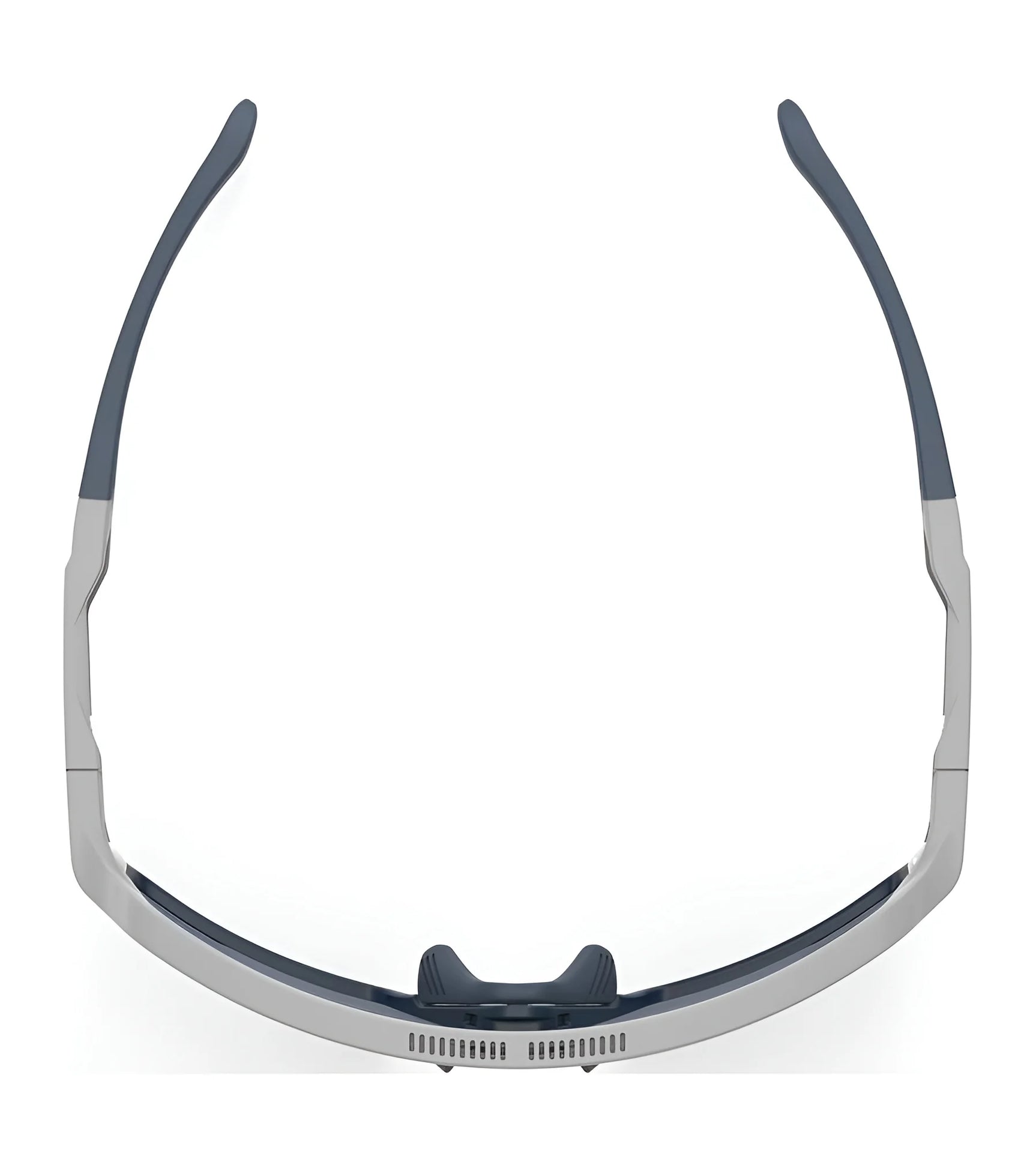 Top view of Rudy Project Kelion Sunglasses (Size 144), featuring sporty wraparound design, dark arms, light-colored frame, UV protection, and interchangeable lenses by Rudy Project. Top view of Rudy Project Kelion Sunglasses (Size 144), featuring sporty wraparound design, dark arms, light-colored frame, UV protection, and interchangeable lenses by Rudy Project.