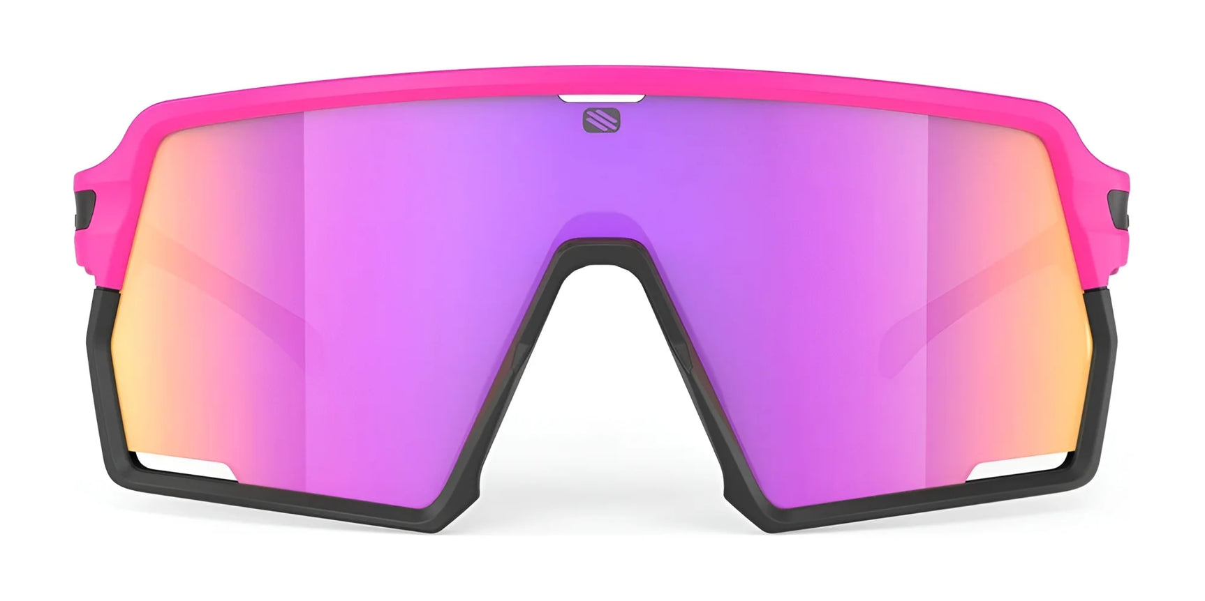 The Rudy Project Kelion Sunglasses | Size 144 feature a pink frame, large reflective purple-orange lenses with a black rim, full UV protection, and interchangeable lenses for versatile performance in any condition. The Rudy Project Kelion Sunglasses | Size 144 feature a pink frame, large reflective purple-orange lenses with a black rim, full UV protection, and interchangeable lenses for versatile performance in any condition.