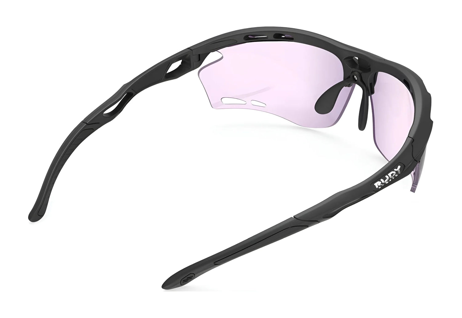 Rudy Project Propulse Sunglasses | Size 75 by Rudy Project feature a lightweight, ventilated black frame, semi-rimless pink lenses with UV protection, and an adjustable nosepiece for a custom fit. Rudy Project Propulse Sunglasses | Size 75 by Rudy Project feature a lightweight, ventilated black frame, semi-rimless pink lenses with UV protection, and an adjustable nosepiece for a custom fit.