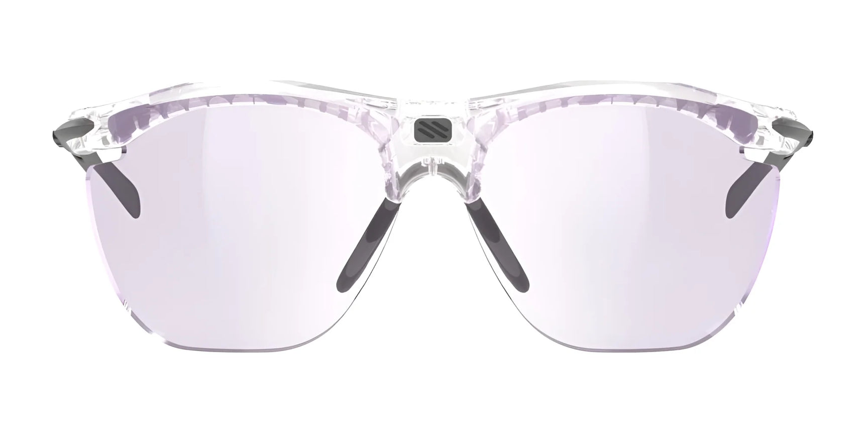 The Rudy Project Rydon Slim Curva Sunglasses | Size 64 feature clear frames, mirrored lenses, black temple tips, and built-in UV protection, shown from the front. The Rudy Project Rydon Slim Curva Sunglasses | Size 64 feature clear frames, mirrored lenses, black temple tips, and built-in UV protection, shown from the front.