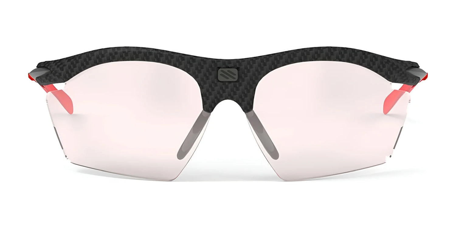 The Rudy Project Rydon Slim Sunglasses feature a black carbon-fiber frame, red accents, and large reflective lenses that provide UV protection for optimal eye safety. The Rudy Project Rydon Slim Sunglasses feature a black carbon-fiber frame, red accents, and large reflective lenses that provide UV protection for optimal eye safety.