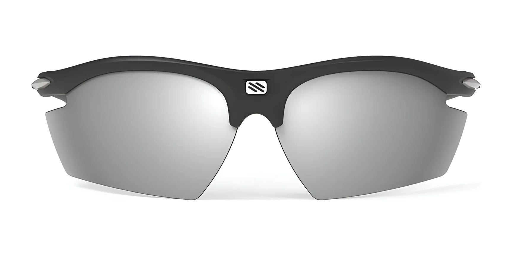 Rudy Project Rydon Sunglasses by Rudy Project feature a sleek black frame, mirrored lenses, and adjustable anti-slip nosepads, shown on a white background. Rudy Project Rydon Sunglasses by Rudy Project feature a sleek black frame, mirrored lenses, and adjustable anti-slip nosepads, shown on a white background.
