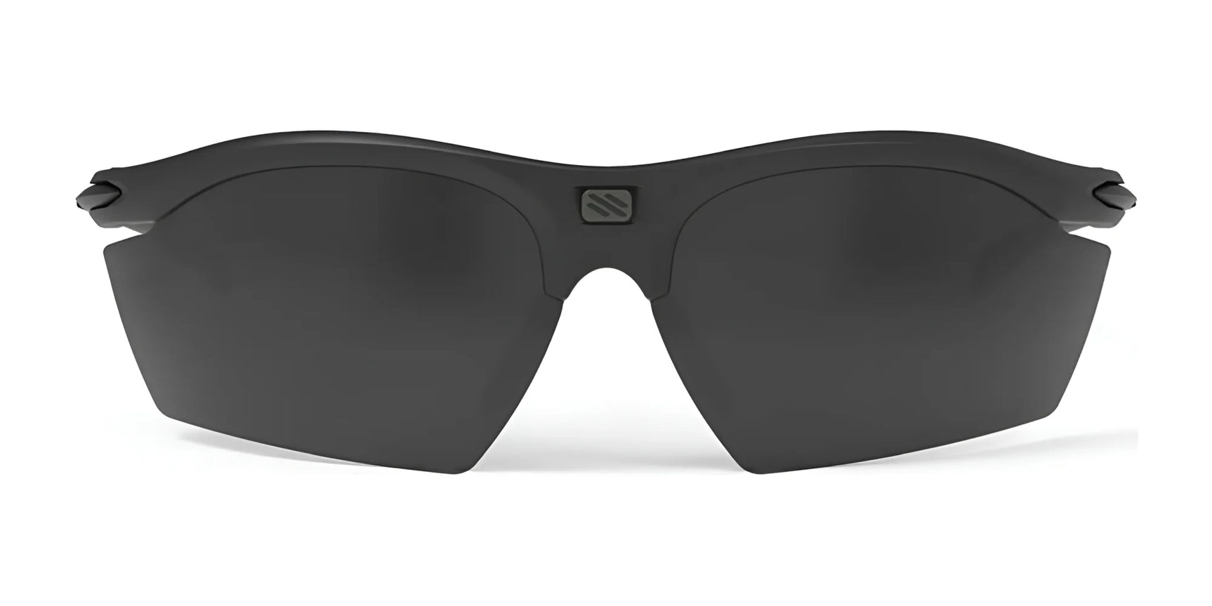 The Rudy Project Rydon Safety Glasses (Size 71) by Rudy Project are black wraparound sunglasses with dark lenses and a small center logo, suitable for use as safety glasses or prescription eyewear. The Rudy Project Rydon Safety Glasses (Size 71) by Rudy Project are black wraparound sunglasses with dark lenses and a small center logo, suitable for use as safety glasses or prescription eyewear.