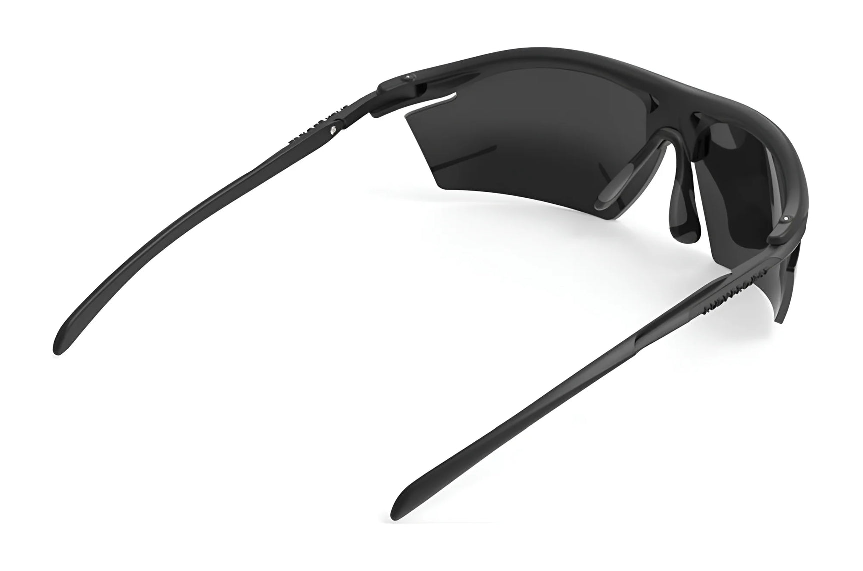 Rudy Project Rydon Safety Glasses | Size 71—sleek black wraparound design with curved arms and dark lenses, shown from the back on a white background. Ideal for stylish prescription eyewear with superior protection. Rudy Project Rydon Safety Glasses | Size 71—sleek black wraparound design with curved arms and dark lenses, shown from the back on a white background. Ideal for stylish prescription eyewear with superior protection.