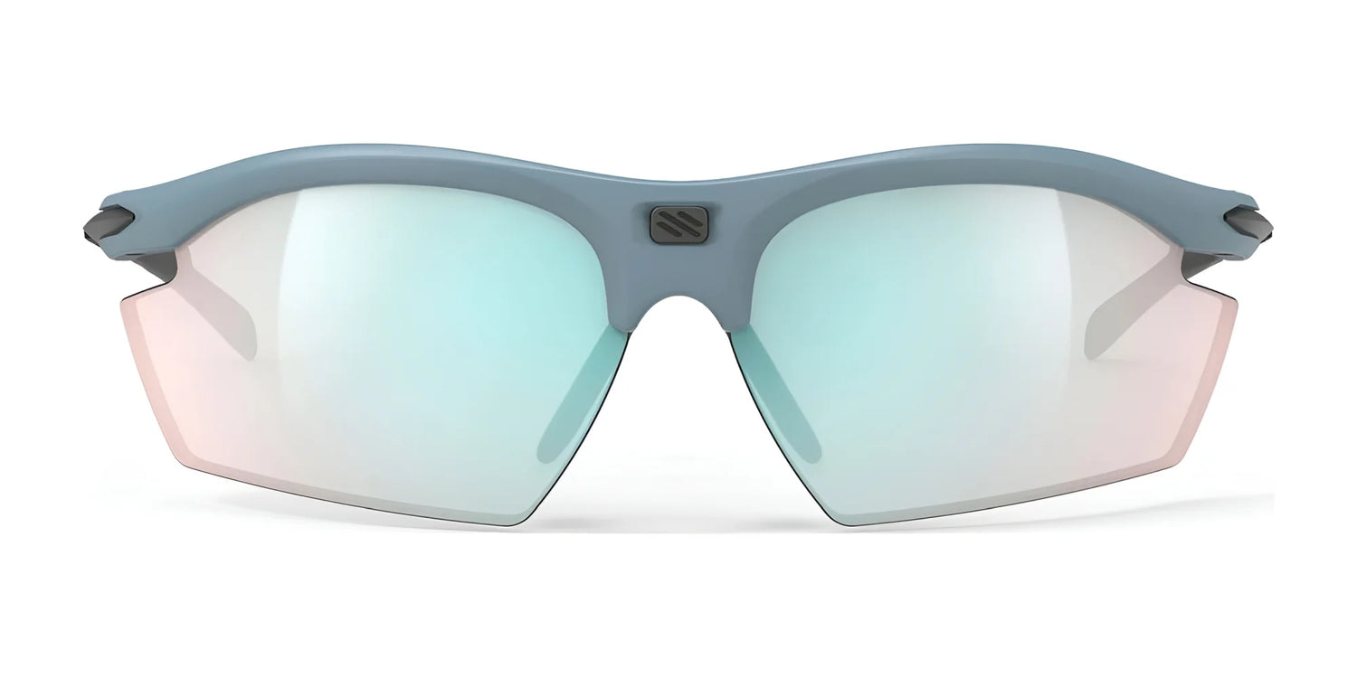 Rudy Project Rydon Sunglasses by Rudy Project: light gray sports shades with mirrored semi-rimless lenses and adjustable anti-slip nosepads, shown on a white background. Rudy Project Rydon Sunglasses by Rudy Project: light gray sports shades with mirrored semi-rimless lenses and adjustable anti-slip nosepads, shown on a white background.