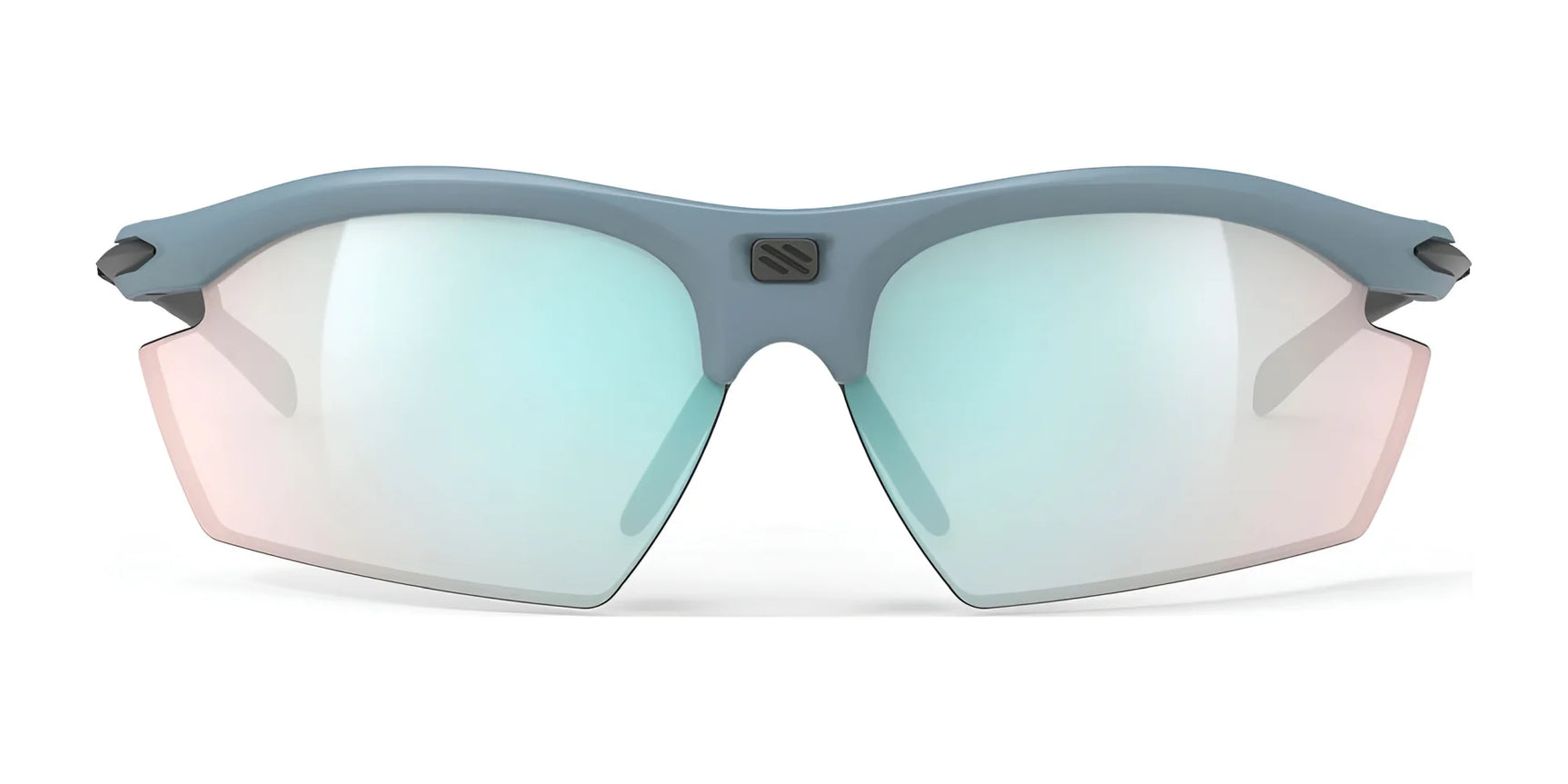 Rudy Project Rydon Sunglasses by Rudy Project: light gray sports shades with mirrored semi-rimless lenses and adjustable anti-slip nosepads, shown on a white background. Rudy Project Rydon Sunglasses by Rudy Project: light gray sports shades with mirrored semi-rimless lenses and adjustable anti-slip nosepads, shown on a white background.