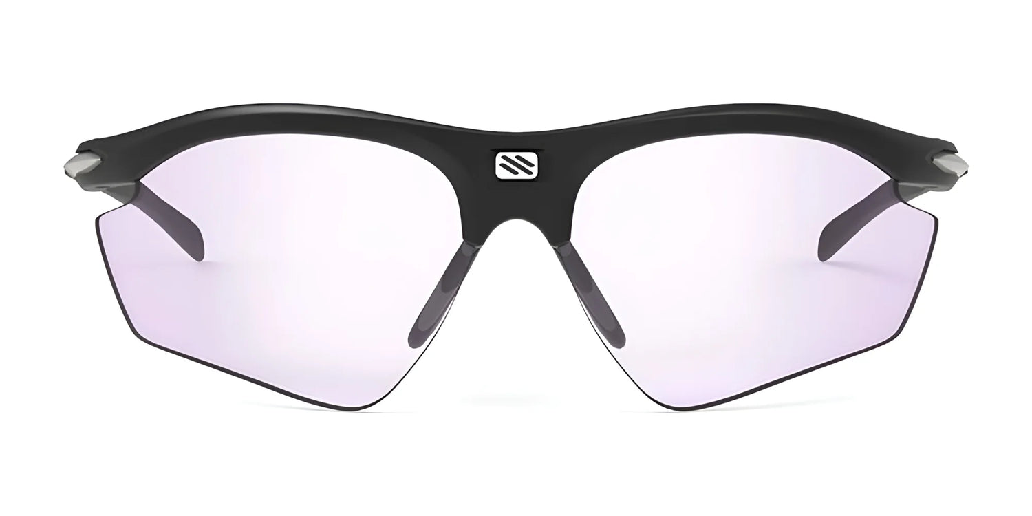The Rudy Project Rydon Sunglasses feature a black frame with semi-rimless, slightly tinted lenses and adjustable anti-slip nosepads for comfort and stability. The Rudy Project Rydon Sunglasses feature a black frame with semi-rimless, slightly tinted lenses and adjustable anti-slip nosepads for comfort and stability.