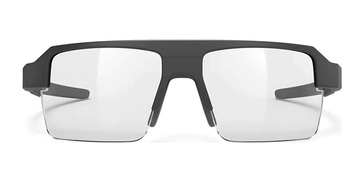 Front view of Rudy Project Sirius Sunglasses | Size 50 by Rudy Project, featuring modern black semi-rimless rectangular frames with clear lenses and UV protection. Front view of Rudy Project Sirius Sunglasses | Size 50 by Rudy Project, featuring modern black semi-rimless rectangular frames with clear lenses and UV protection.