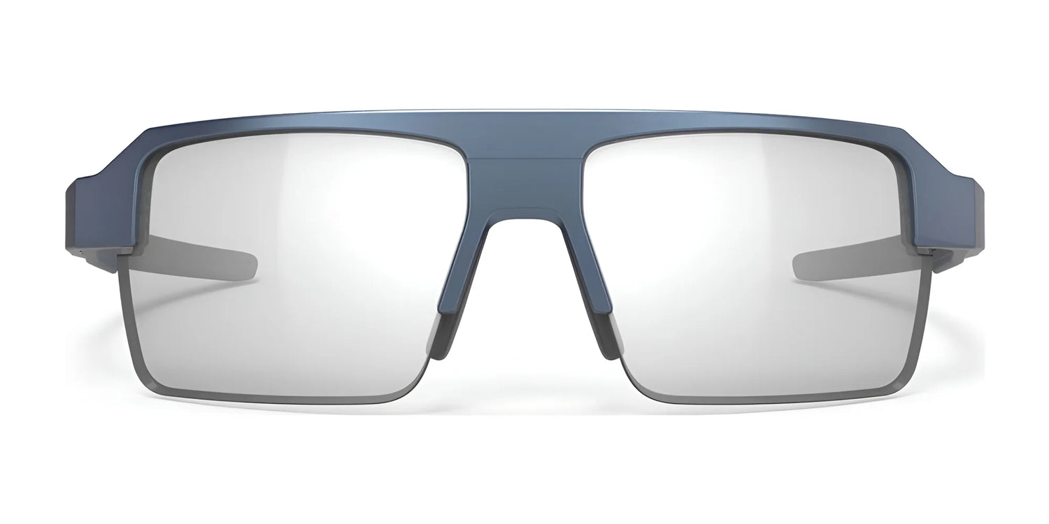 The Rudy Project Sirius Sunglasses | Size 50 by Rudy Project feature modern, oversized rectangular blue frames crafted from sustainable materials with clear prescription lenses, shown on a white background. The Rudy Project Sirius Sunglasses | Size 50 by Rudy Project feature modern, oversized rectangular blue frames crafted from sustainable materials with clear prescription lenses, shown on a white background.