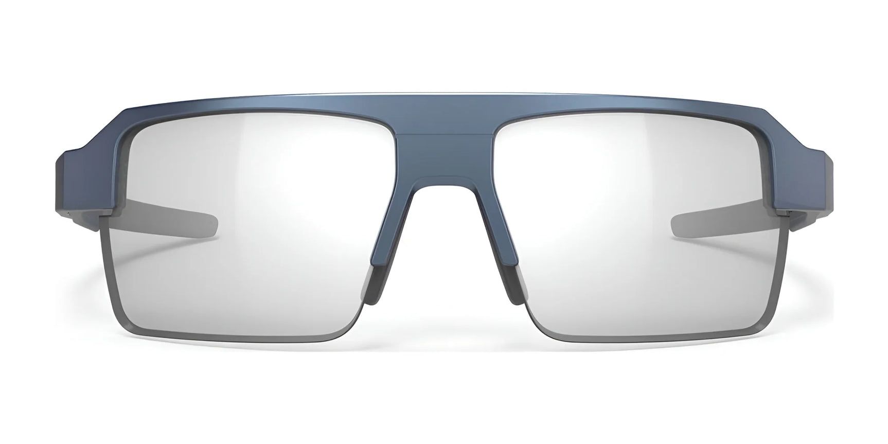 The Rudy Project Sirius Sunglasses | Size 50 by Rudy Project feature modern, oversized rectangular blue frames crafted from sustainable materials with clear prescription lenses, shown on a white background. The Rudy Project Sirius Sunglasses | Size 50 by Rudy Project feature modern, oversized rectangular blue frames crafted from sustainable materials with clear prescription lenses, shown on a white background.