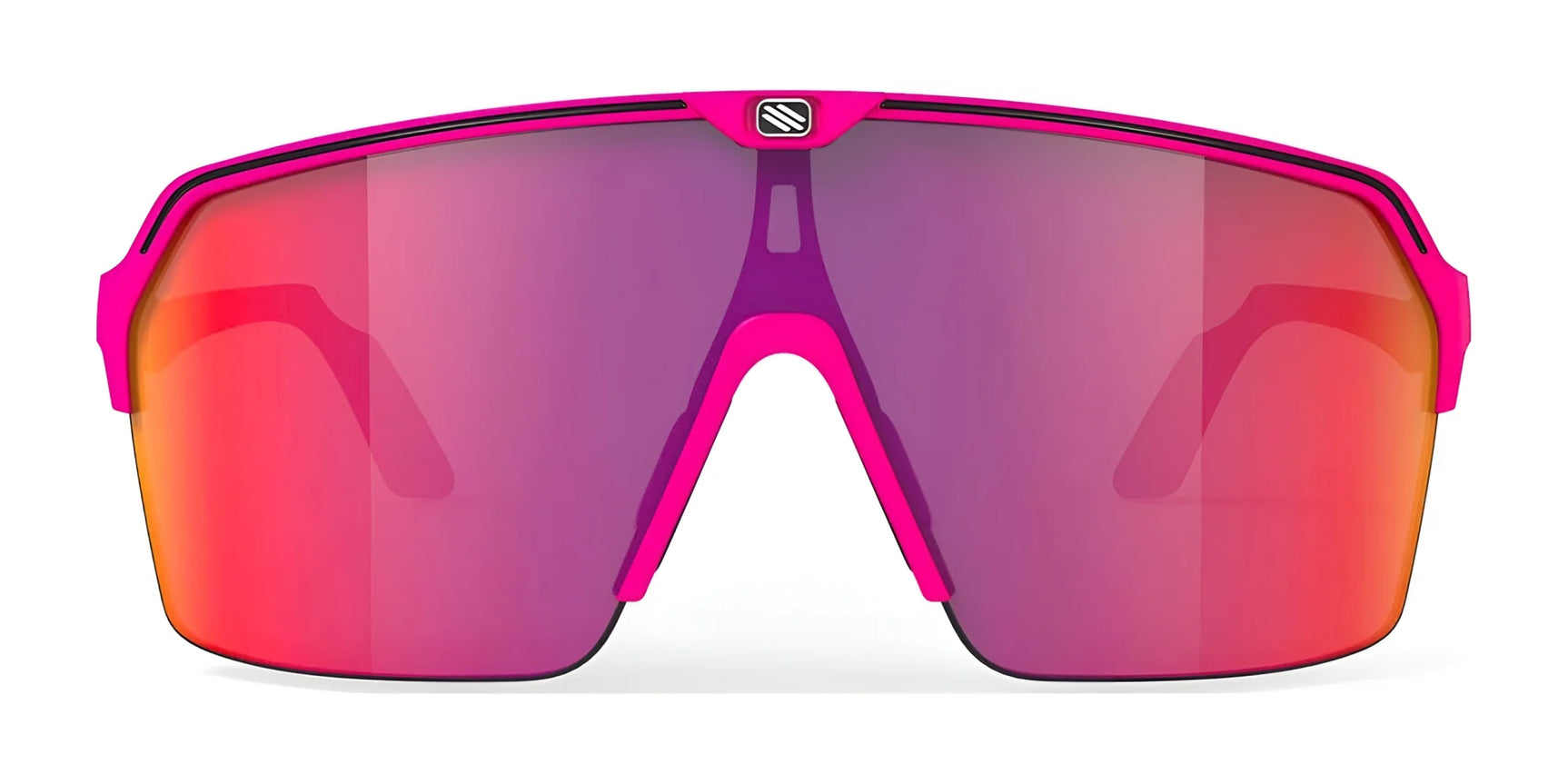 Rudy Project Spinshield Air Sunglasses | Size 147 feature a bold pink frame with a single mirrored lens, viewed front-on, blending stylish design and reliable UV protection. Rudy Project Spinshield Air Sunglasses | Size 147 feature a bold pink frame with a single mirrored lens, viewed front-on, blending stylish design and reliable UV protection.