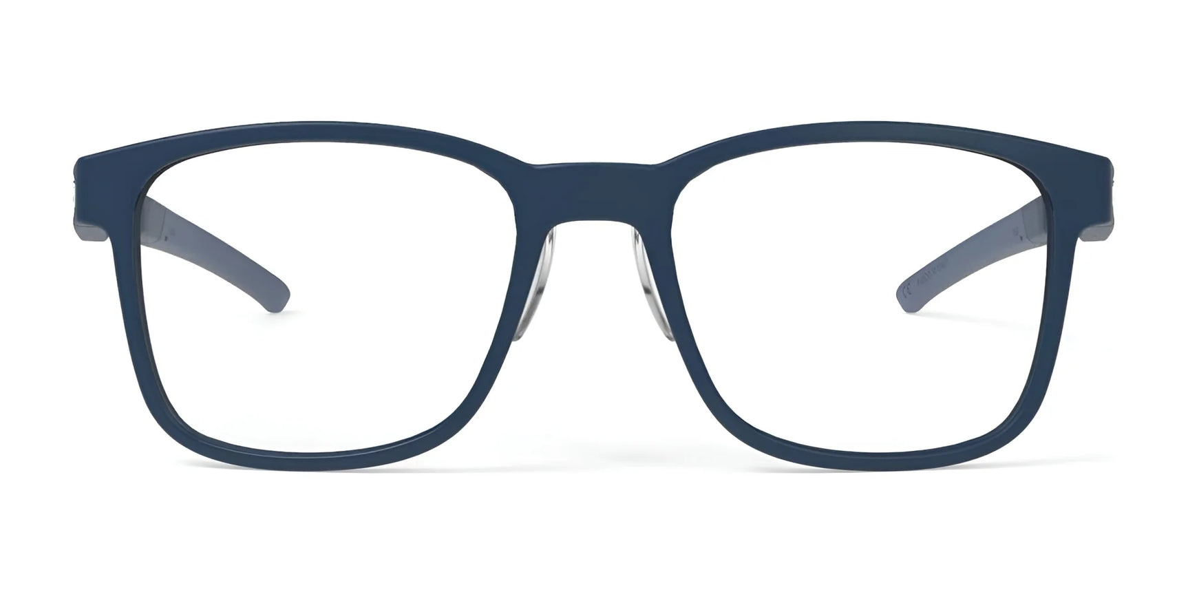 Rudy Project Step 01 Eyeglasses (Size 51) in dark blue, featuring a rectangular frame with clear lenses and adjustable temple tips. Prescription-ready for convenience. Shown against a white background. Rudy Project Step 01 Eyeglasses (Size 51) in dark blue, featuring a rectangular frame with clear lenses and adjustable temple tips. Prescription-ready for convenience. Shown against a white background.