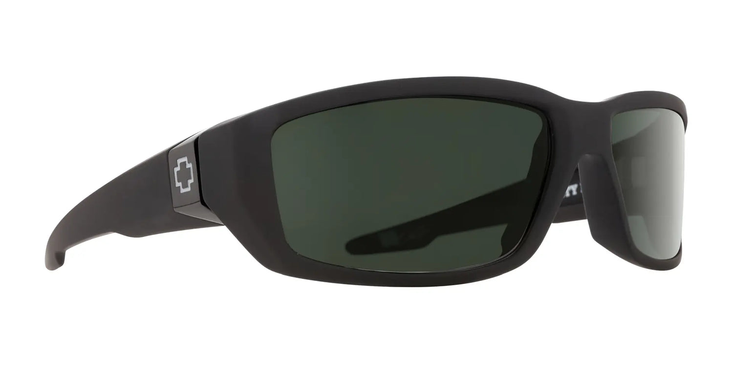 SPY DIRTY Mo Sunglasses in Soft Matte Black feature a wraparound style with dark lenses and a small cross symbol on the frame hinge, offering edgy flair. Size 61. SPY DIRTY Mo Sunglasses in Soft Matte Black feature a wraparound style with dark lenses and a small cross symbol on the frame hinge, offering edgy flair. Size 61.