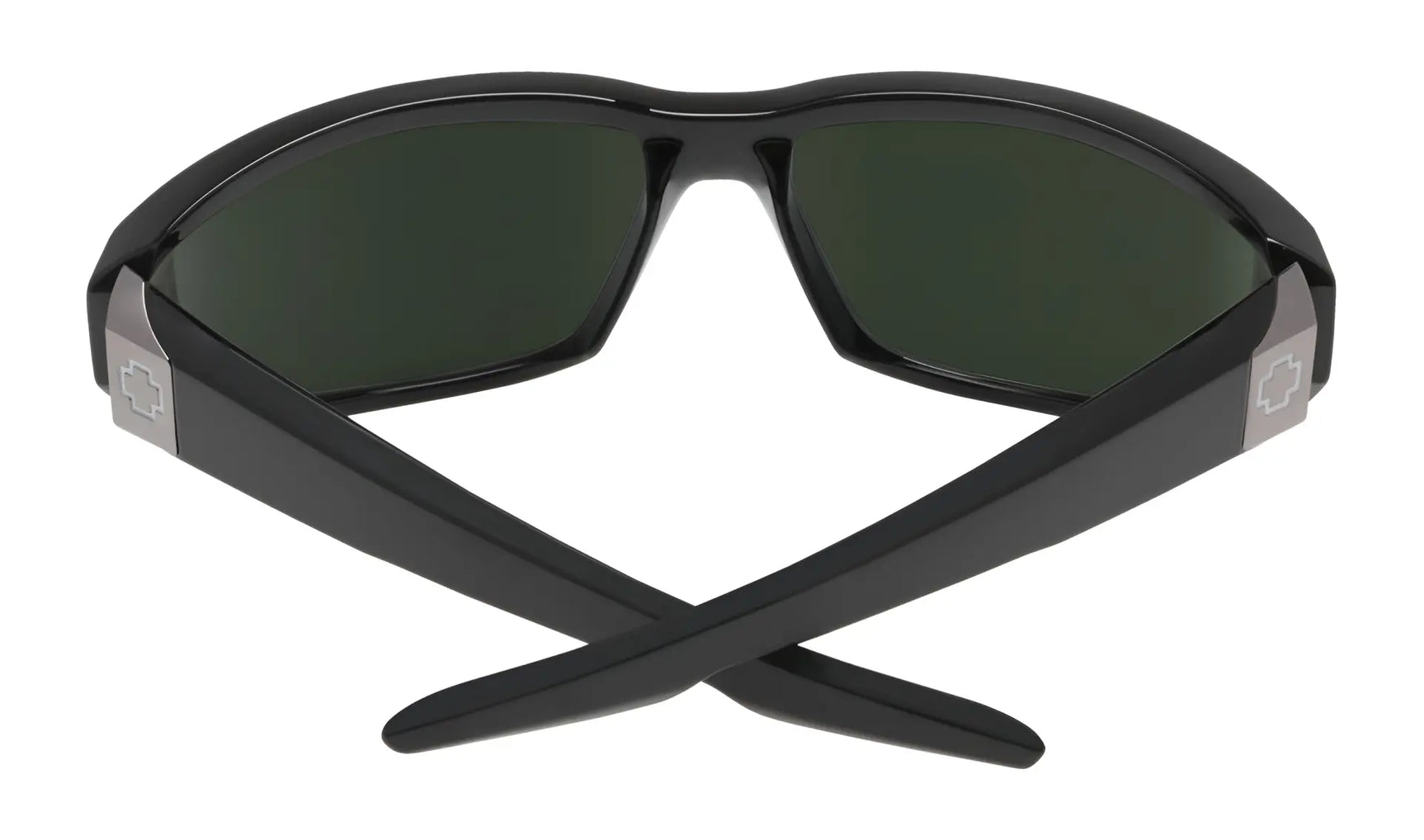 SPY DIRTY Mo Sunglasses by SPY, size 61, showcase dark Happy Lenses and a cross emblem on the arms, viewed from the back. SPY DIRTY Mo Sunglasses by SPY, size 61, showcase dark Happy Lenses and a cross emblem on the arms, viewed from the back.