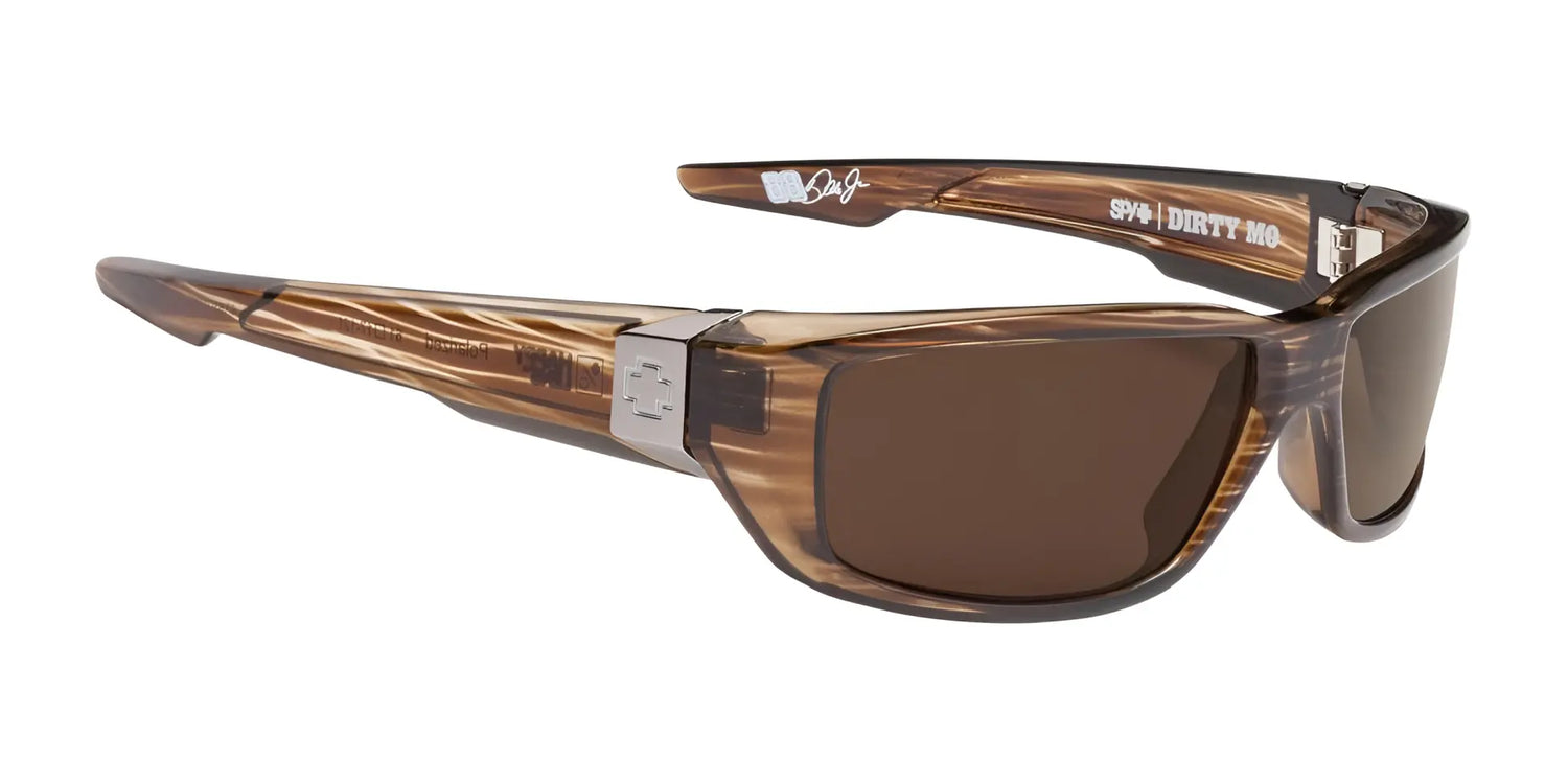 SPY DIRTY Mo Sunglasses feature brown, thick frames with silver hinge details and "SPY+ DIRTY MO" text on the side. Equipped with Trident polarization for superior clarity and Happy Lens technology to enhance color and contrast for a vibrant view. Size: 61. Brand: SPY. SPY DIRTY Mo Sunglasses feature brown, thick frames with silver hinge details and "SPY+ DIRTY MO" text on the side. Equipped with Trident polarization for superior clarity and Happy Lens technology to enhance color and contrast for a vibrant view. Size: 61. Brand: SPY.