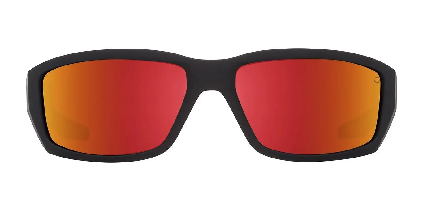 Introducing SPY DIRTY Mo Sunglasses in size 61, featuring black frames and red-orange mirrored lenses with Trident polarization for crystal-clear vision. Viewed from the front, these shades are a perfect blend of style and advanced optics. Introducing SPY DIRTY Mo Sunglasses in size 61, featuring black frames and red-orange mirrored lenses with Trident polarization for crystal-clear vision. Viewed from the front, these shades are a perfect blend of style and advanced optics.