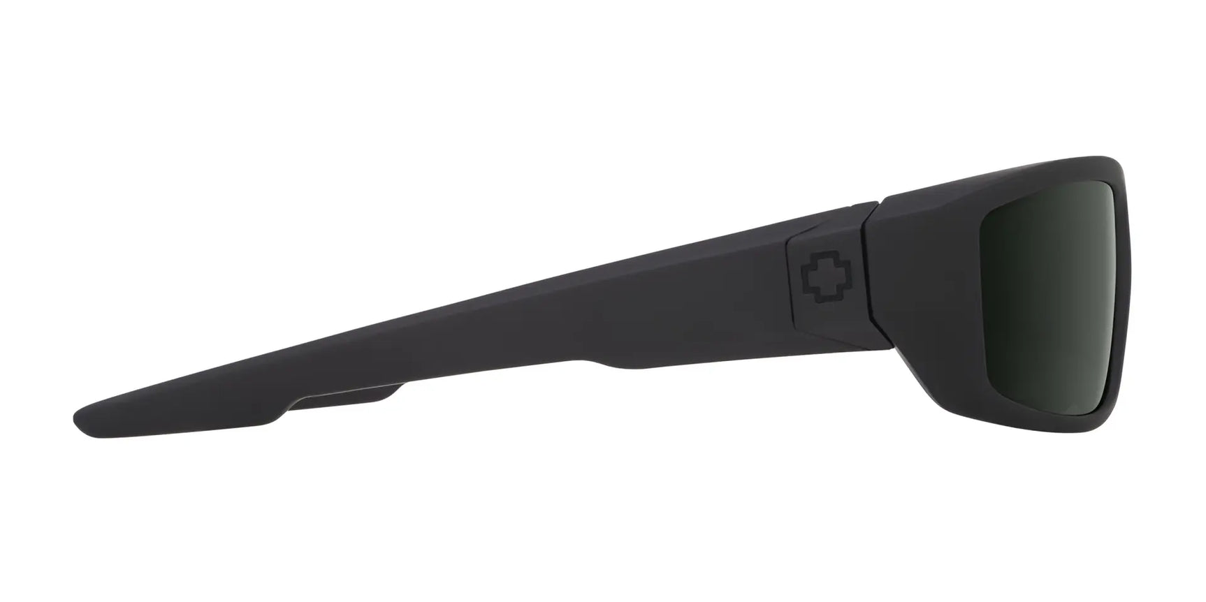 Side view of SPY DIRTY Mo Sunglasses | Size 61 in black, showcasing a sleek angular design with dark lenses featuring Trident polarization for optimal clarity. Side view of SPY DIRTY Mo Sunglasses | Size 61 in black, showcasing a sleek angular design with dark lenses featuring Trident polarization for optimal clarity.