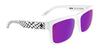 SPY DISCORD SLAYCO Sunglasses | Size 57 / Matte White / Happy Bronze with purple Spectra Mirror