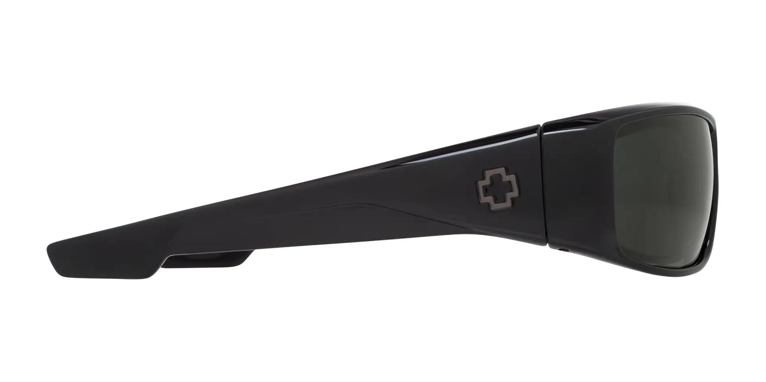 Side view of SPY LOGAN Sunglasses | Size 61 in black, featuring thick arms, SPY Happy™ lenses, and a cross-shaped SPY logo near the hinge. Side view of SPY LOGAN Sunglasses | Size 61 in black, featuring thick arms, SPY Happy™ lenses, and a cross-shaped SPY logo near the hinge.
