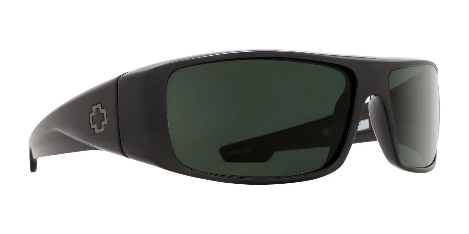 The SPY LOGAN Sunglasses in black feature a wraparound design, durable Grilamid® construction, dark lenses, and a logo on the left arm. The SPY LOGAN Sunglasses in black feature a wraparound design, durable Grilamid® construction, dark lenses, and a logo on the left arm.